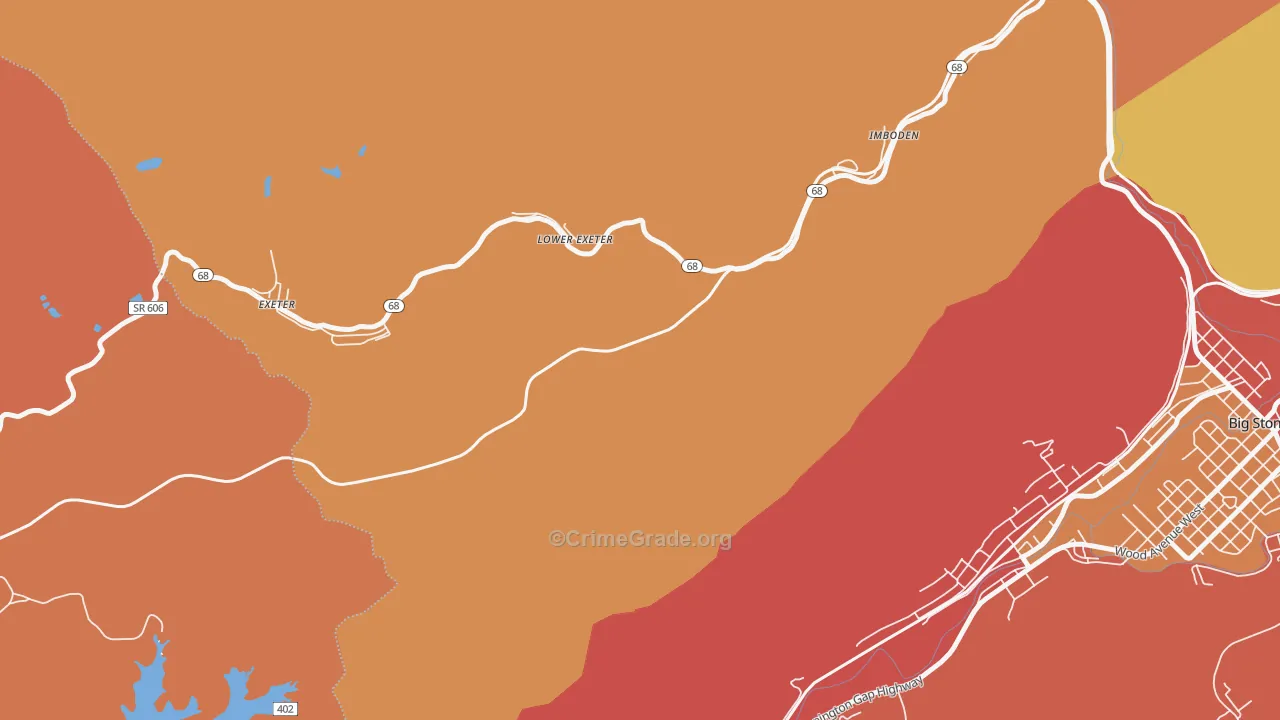 Lower Exeter, VA Map of Burglary Rates