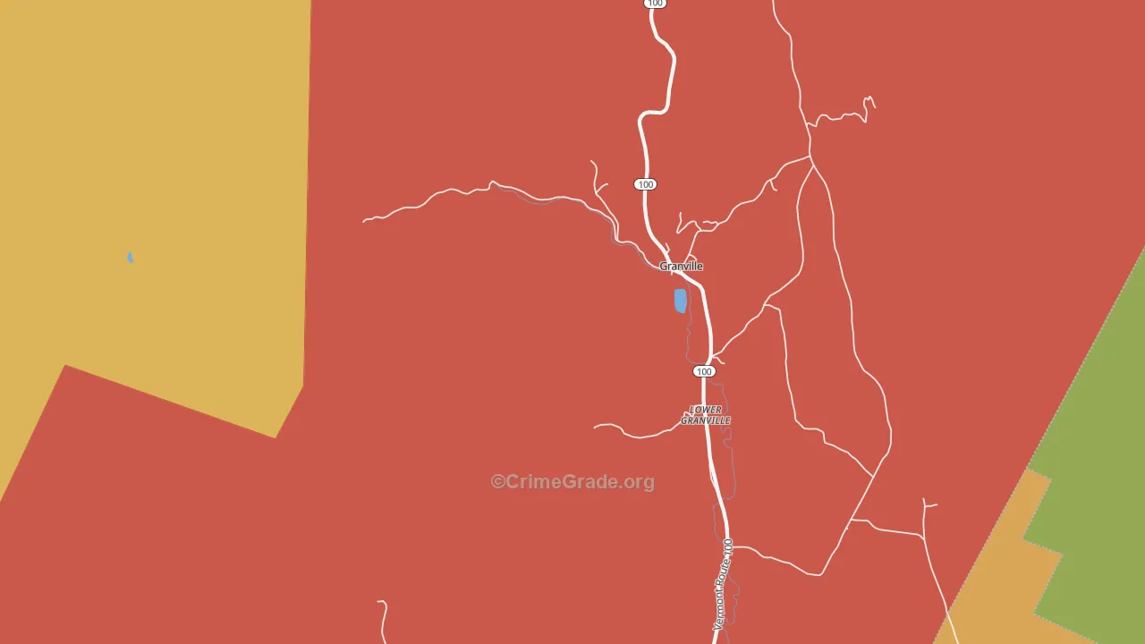 Lower Granville, VT Map of Burglary Rates