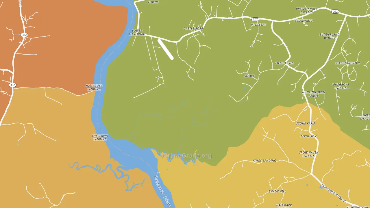Lower Marlboro, MD Map of Burglary Rates