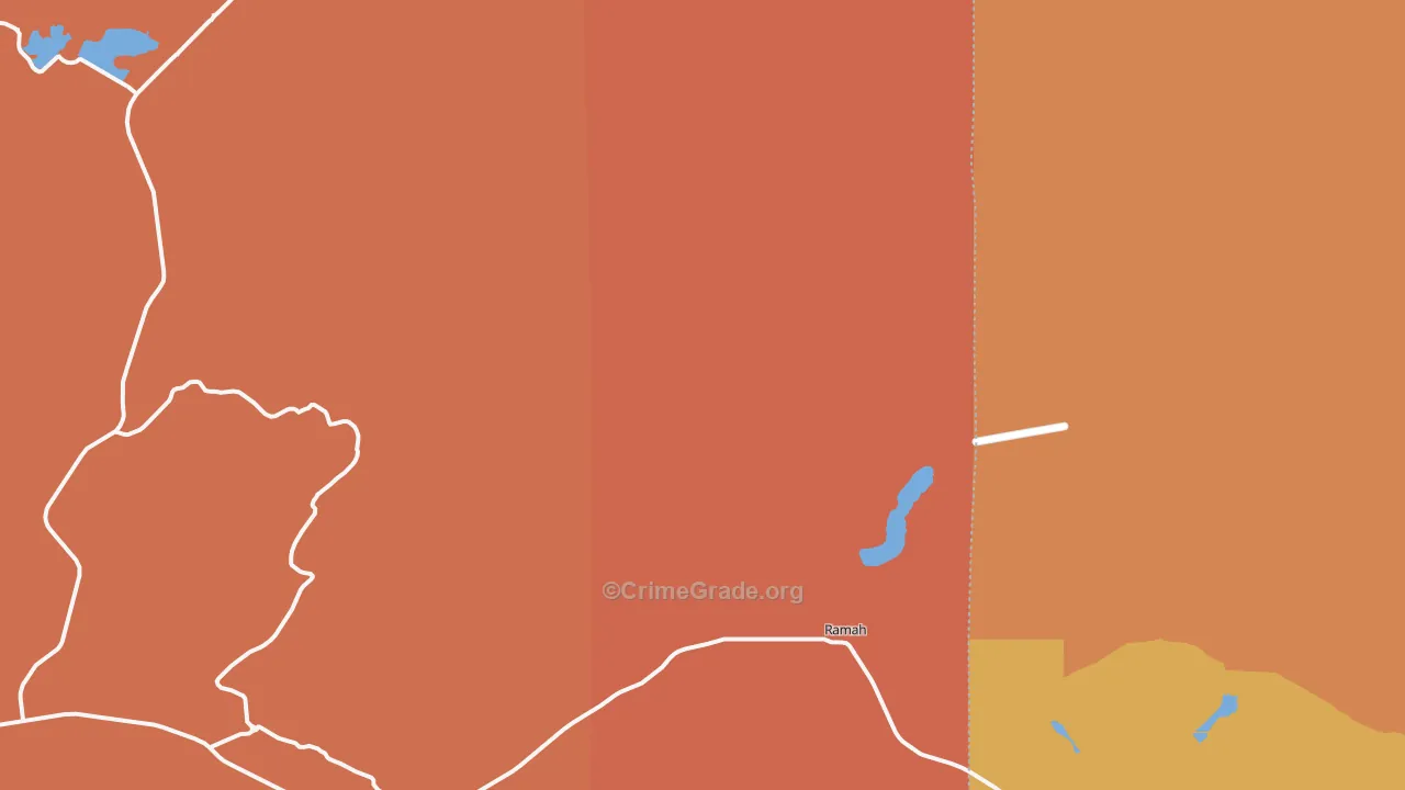 Lower Nutria, NM Map of Burglary Rates