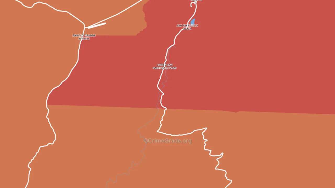 Lower San Francisco Plaza, NM Map of Burglary Rates
