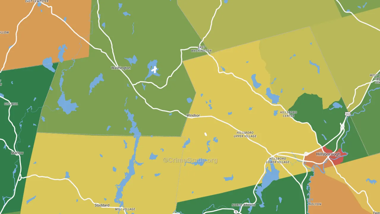 Lower Village, NH Map of Burglary Rates