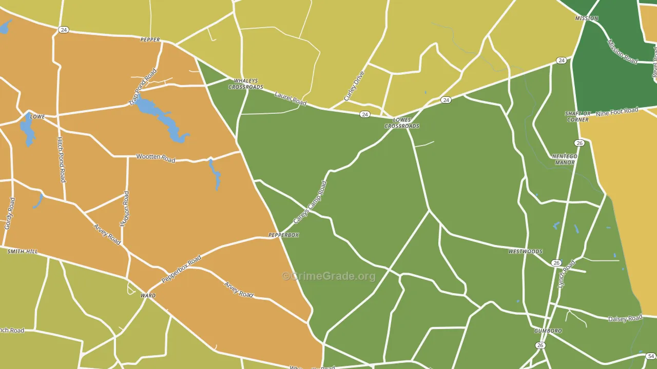 Lowes Crossroads, DE Map of Burglary Rates
