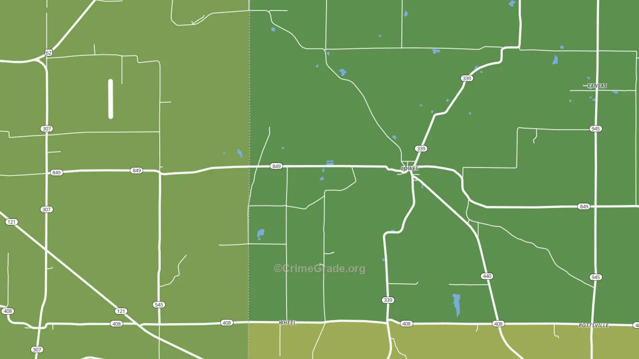 Lowes, KY Map of Burglary Rates
