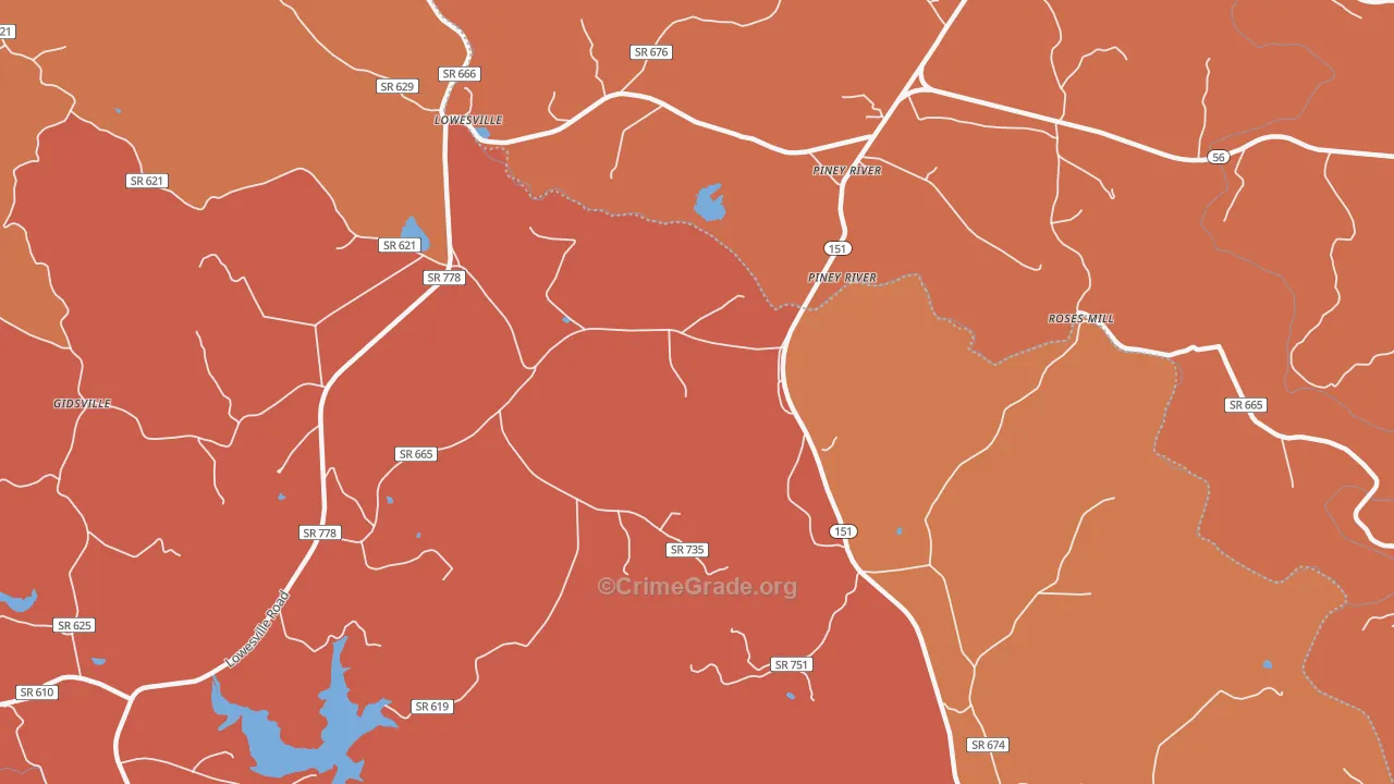 Lowesville, VA Map of Burglary Rates