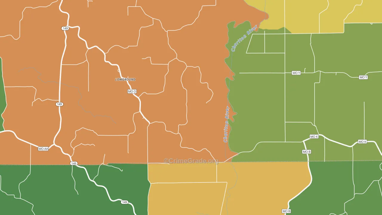 Lowground, MO Map of Burglary Rates