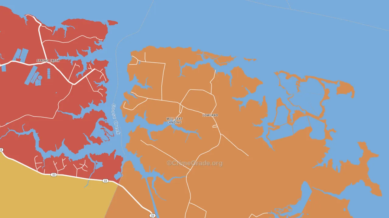 Lowland, NC Map of Burglary Rates