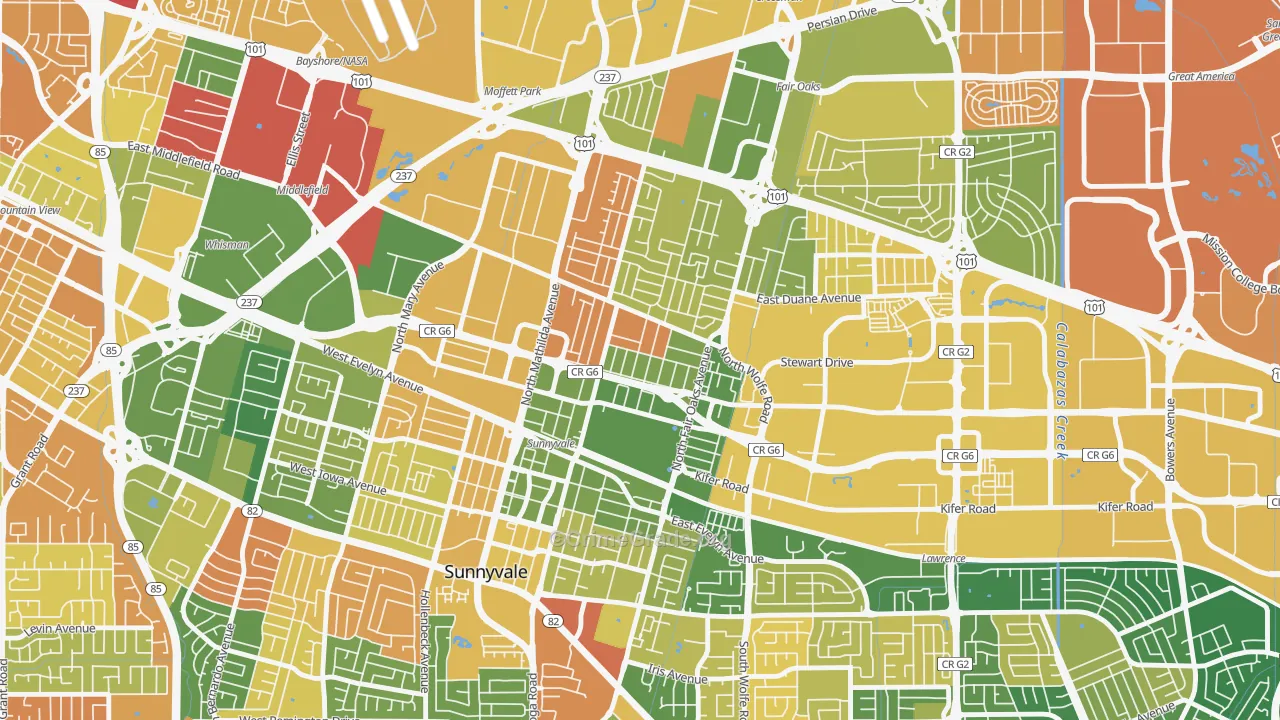 Lowlanders, Sunnyvale, CA Map of Burglary Rates