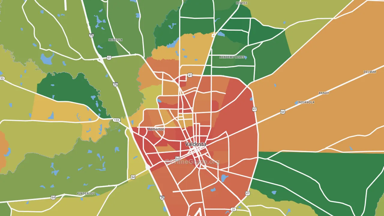 Lowndes County, GA Map of Burglary Rates