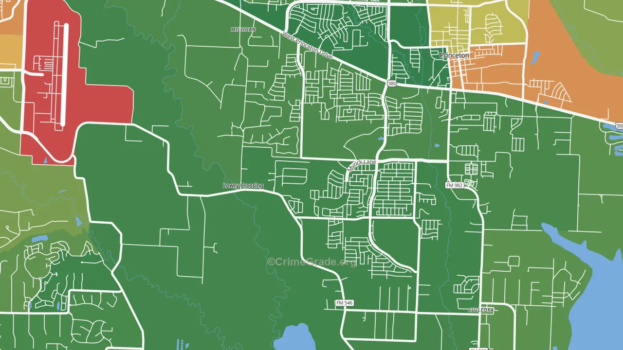 Lowry Crossing, TX Map of Burglary Rates
