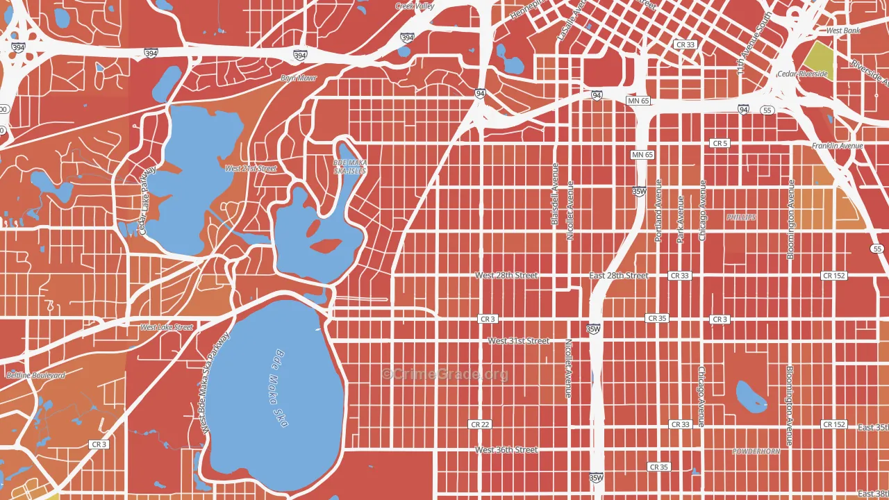 Lowry Hill East, Minneapolis, MN Map of Burglary Rates
