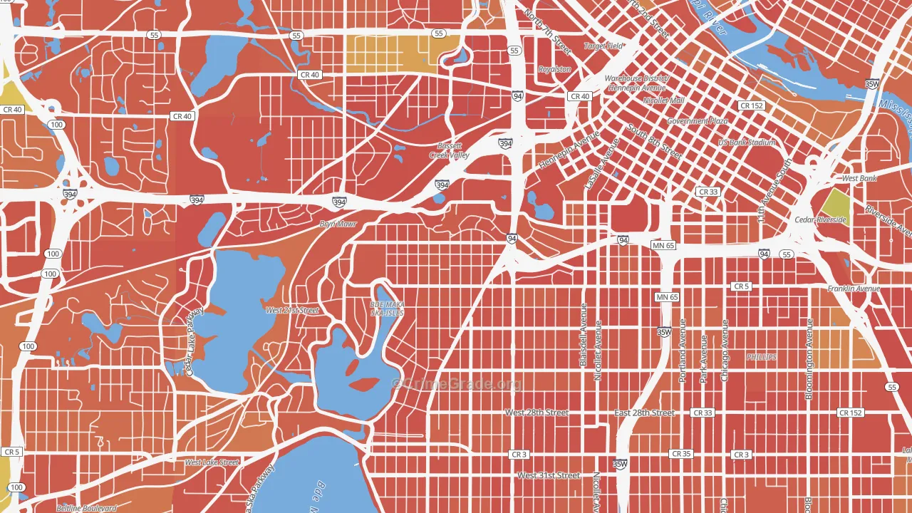 Lowry Hill, Minneapolis, MN Map of Burglary Rates