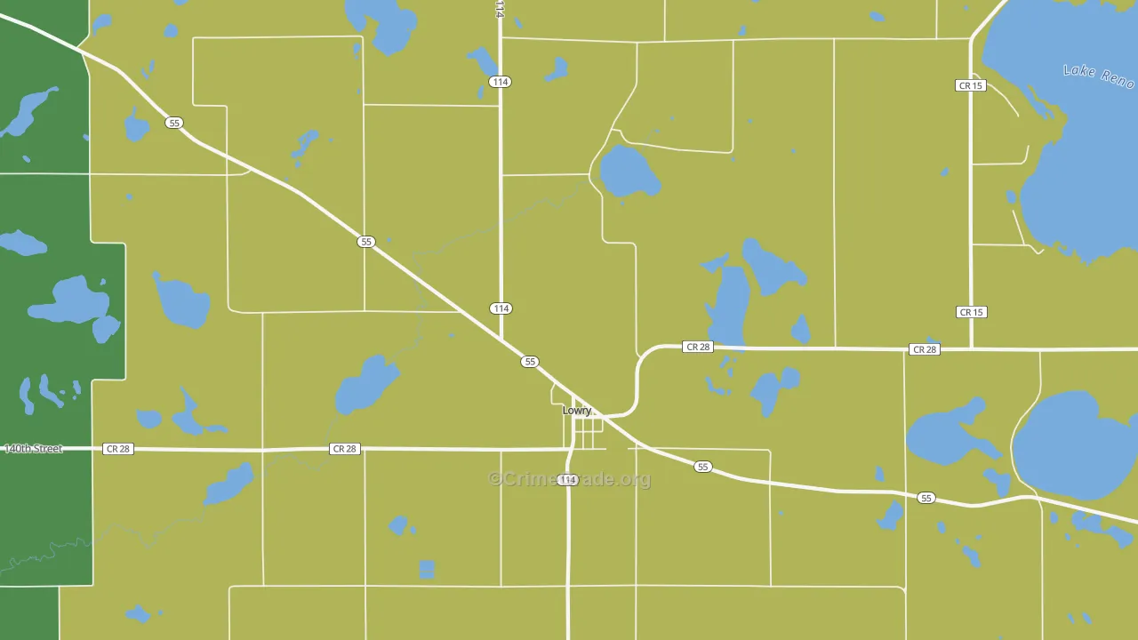 Lowry, MN Map of Burglary Rates