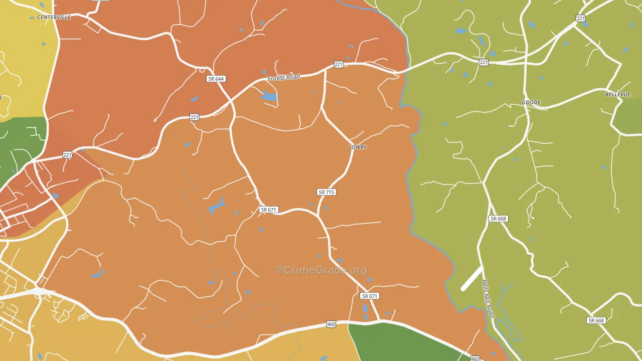 Lowry, VA Map of Burglary Rates