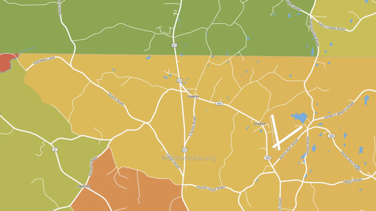 Lowrys, SC Map of Burglary Rates