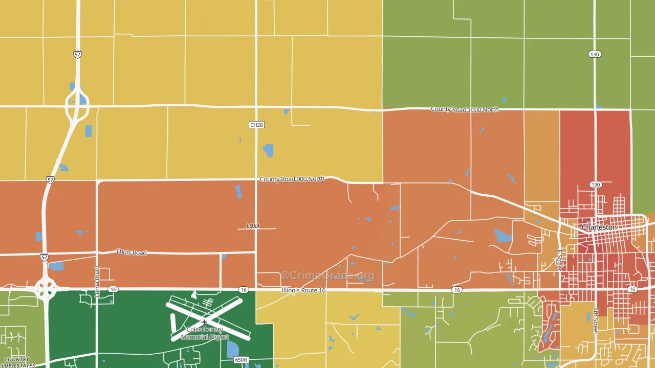 Loxa, IL Map of Burglary Rates