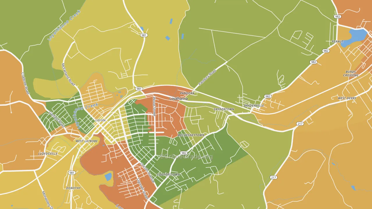 Loyalhanna, PA Map of Burglary Rates