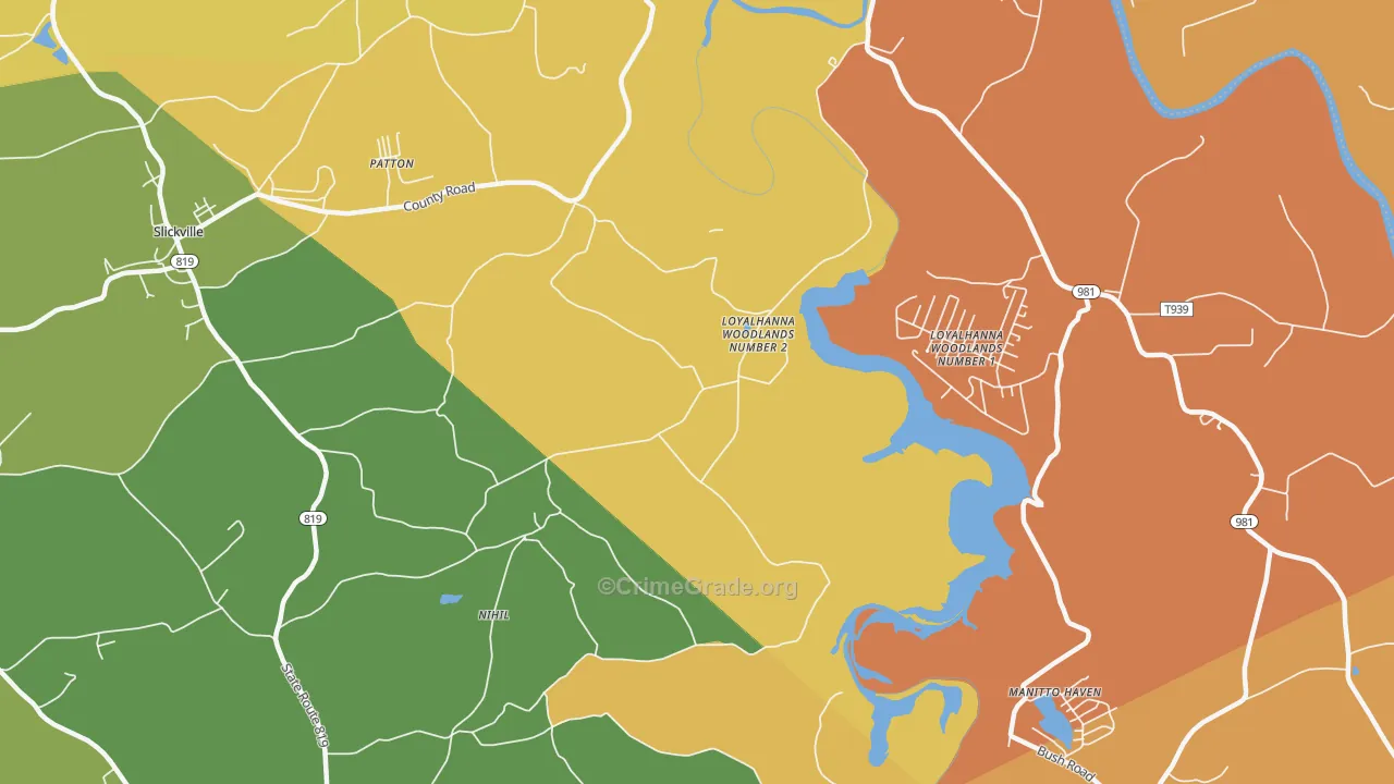 Loyalhanna Woodlands Number 2, PA Map of Burglary Rates