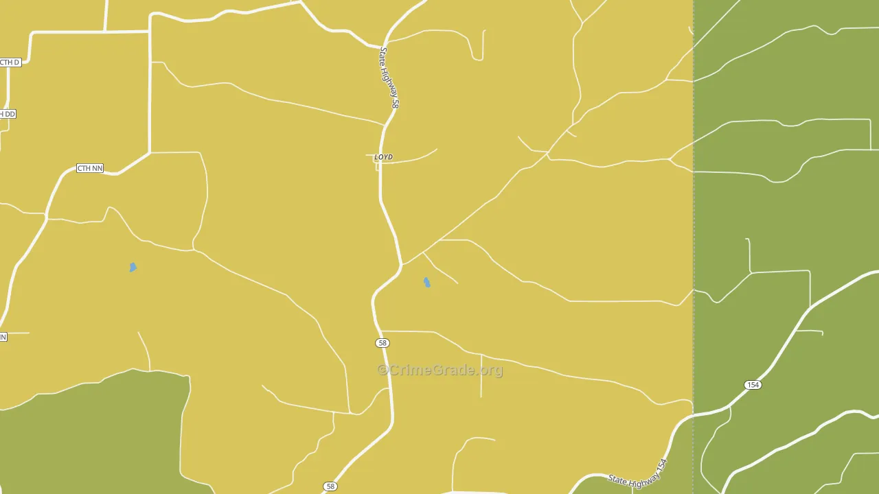 Loyd, WI Map of Burglary Rates