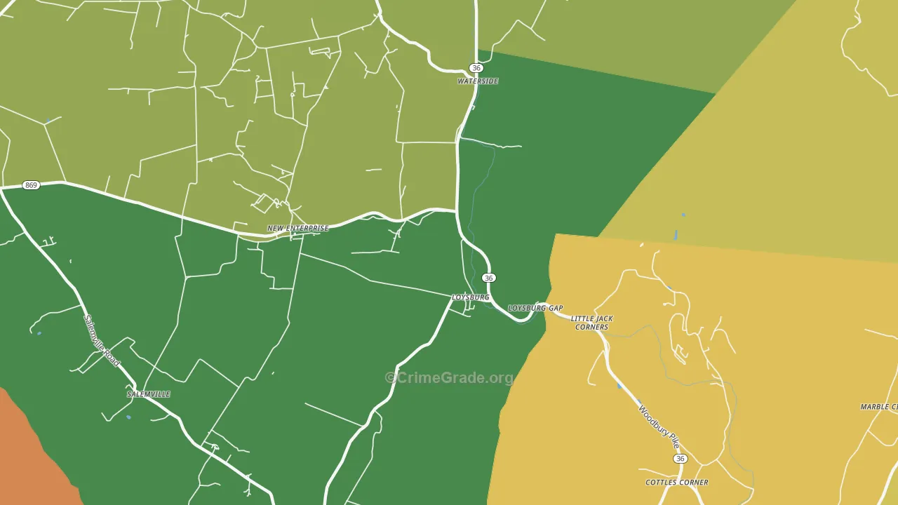 Loysburg, PA Map of Burglary Rates