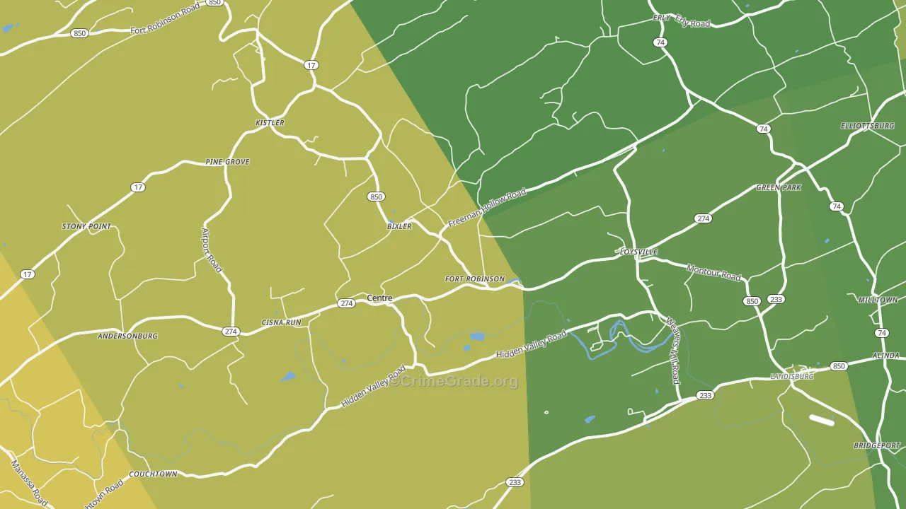 Loysville, PA Map of Burglary Rates