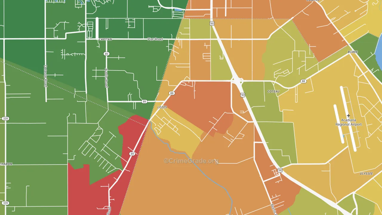 Lozes, LA Map of Burglary Rates