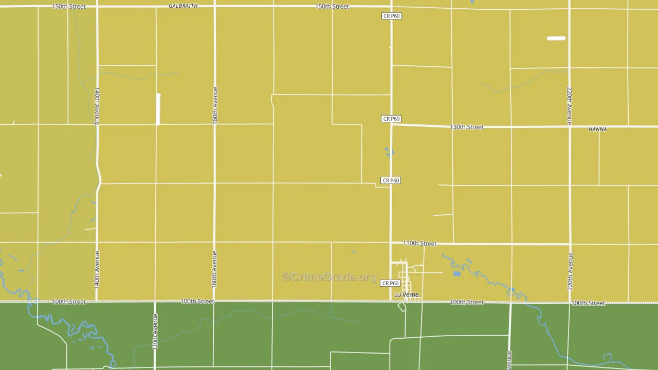 Lu Verne, IA Map of Burglary Rates