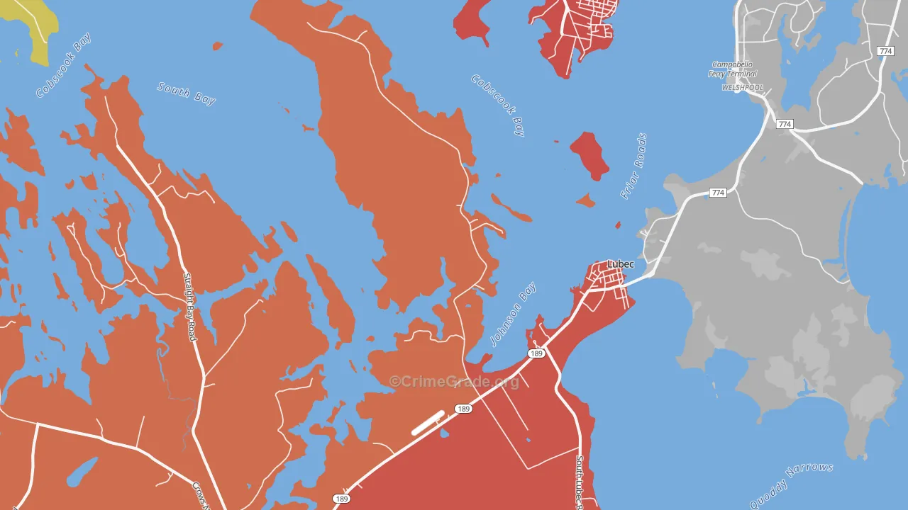 Lubec, ME Map of Burglary Rates