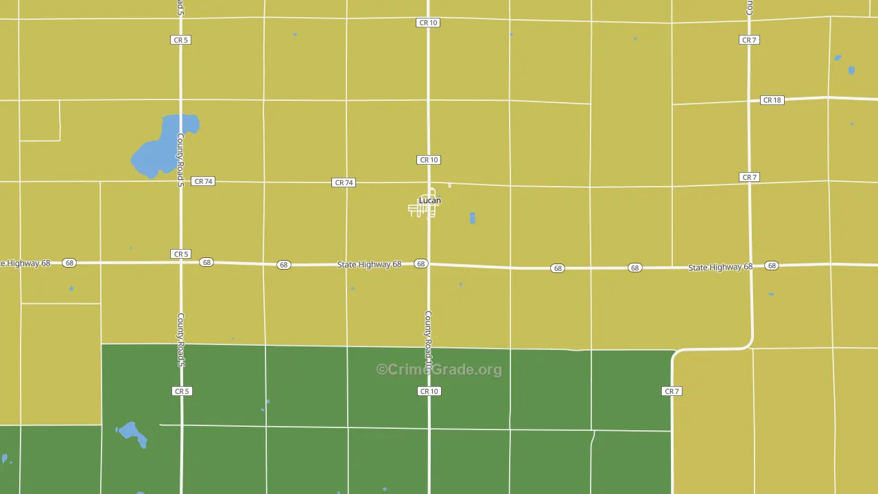 Lucan, MN Map of Burglary Rates