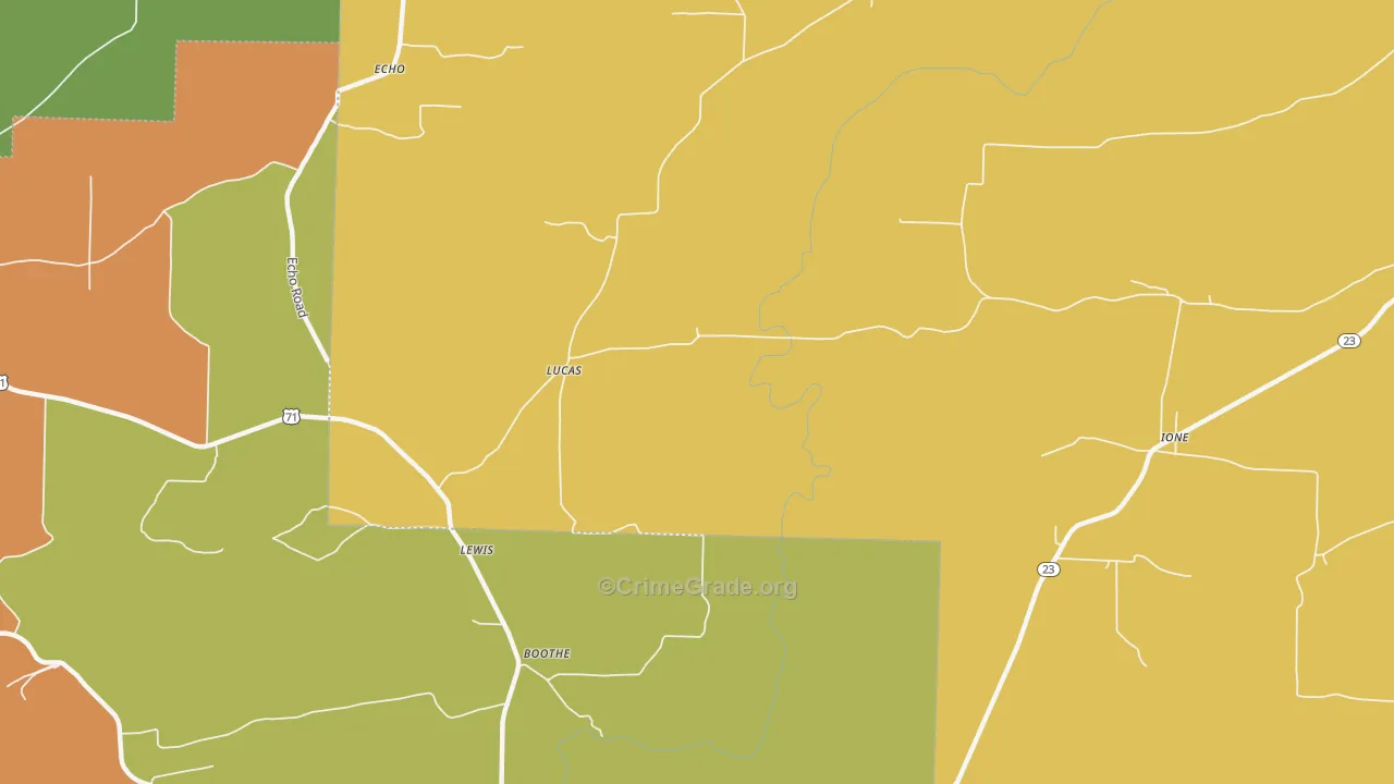 Lucas, AR Map of Burglary Rates