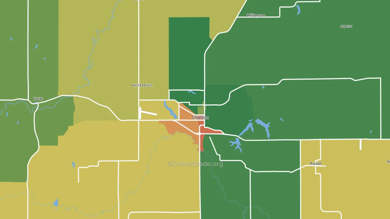Lucas County, IA Map of Burglary Rates