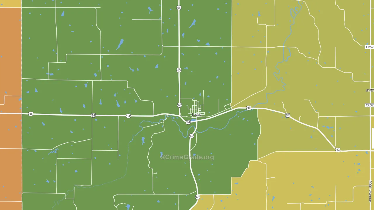 Lucas, IA Map of Burglary Rates