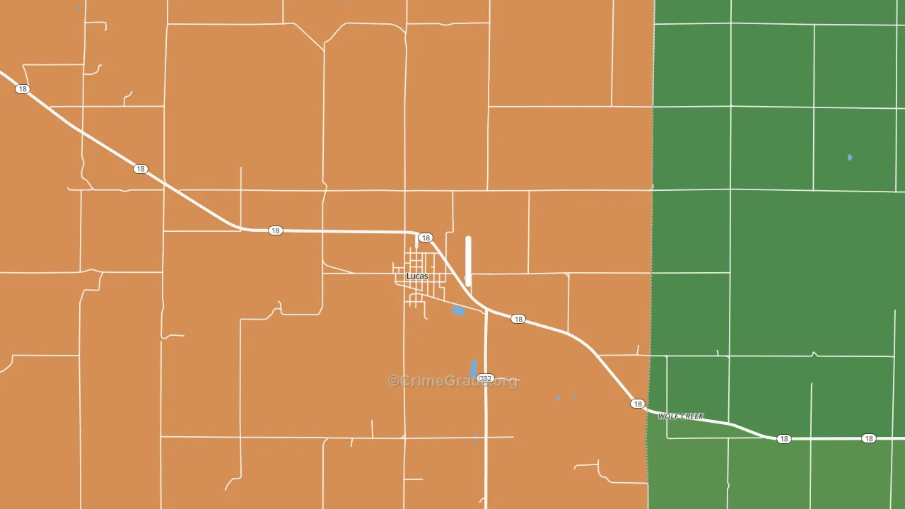 Lucas, KS Map of Burglary Rates