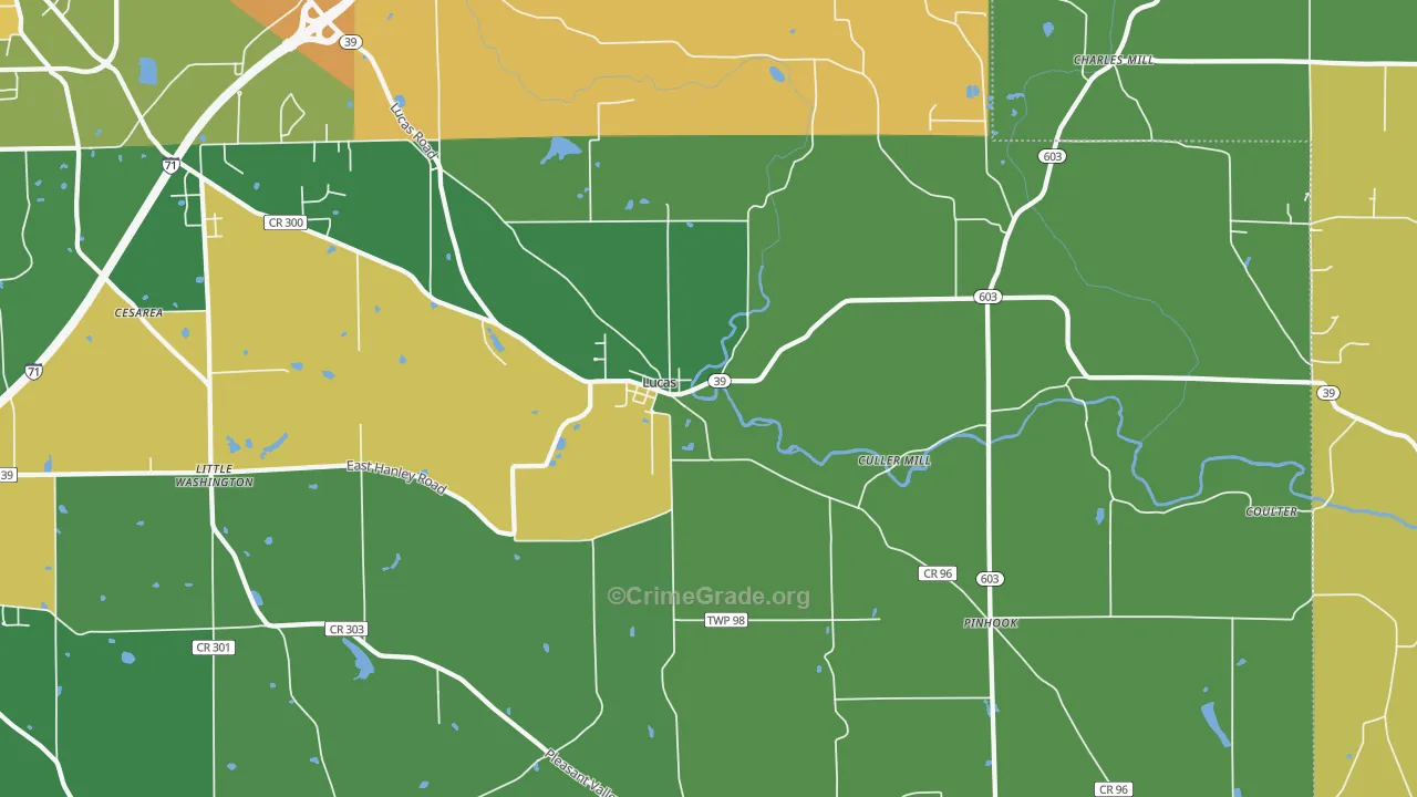 Lucas, OH Map of Burglary Rates