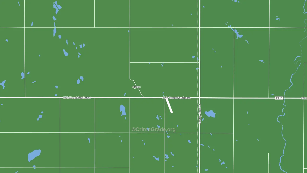 Lucca, ND Map of Burglary Rates
