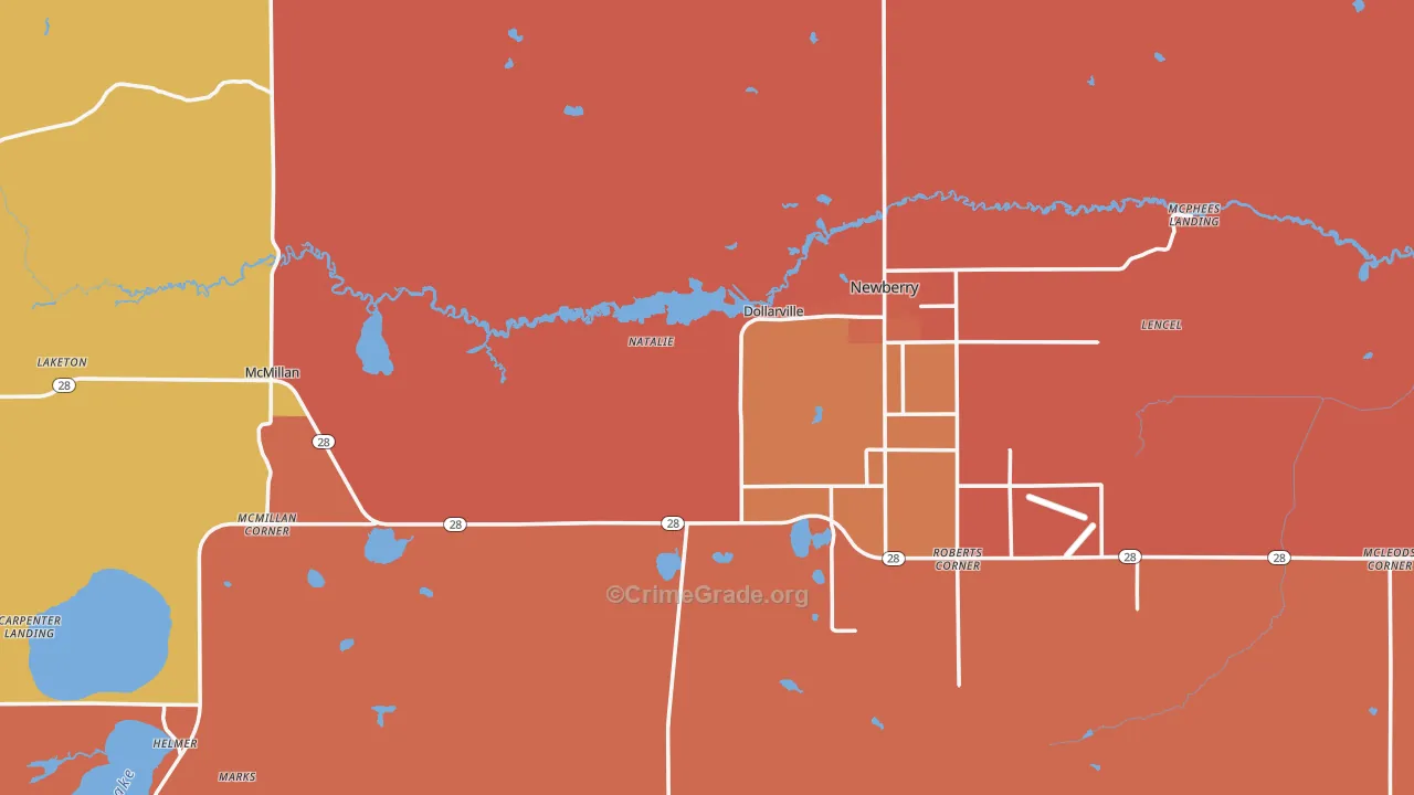 Luce County, MI Map of Burglary Rates
