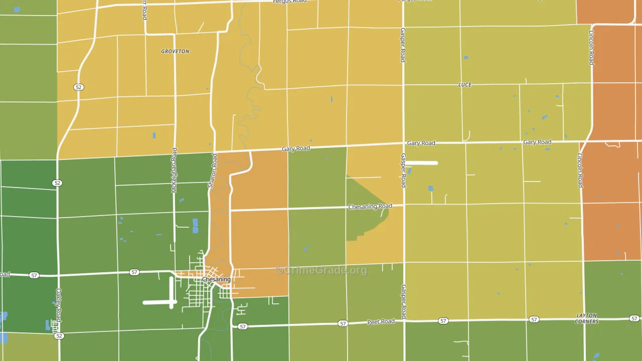 Luce, MI Map of Burglary Rates