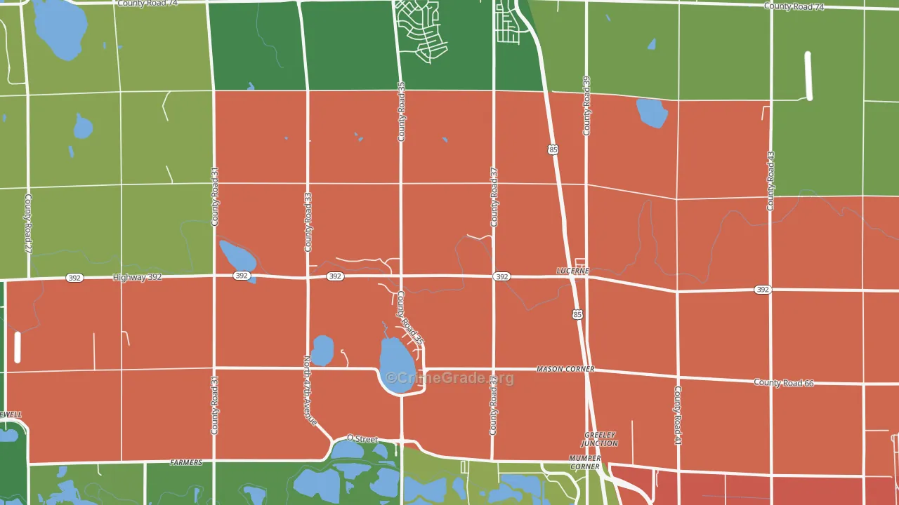 Lucerne, CO Map of Burglary Rates
