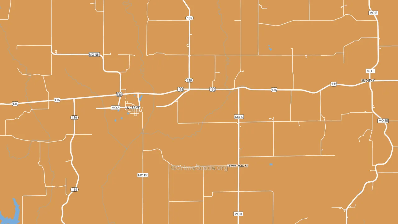 Lucerne, MO Map of Burglary Rates
