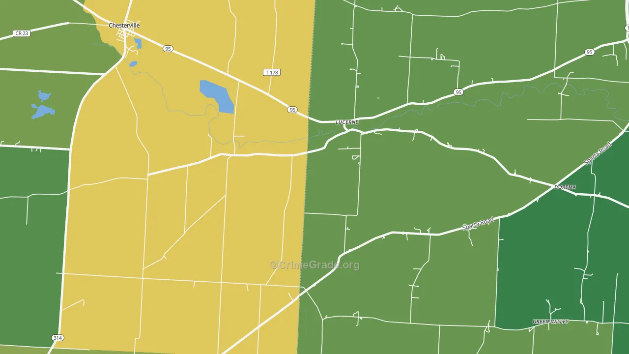 Lucerne, OH Map of Burglary Rates