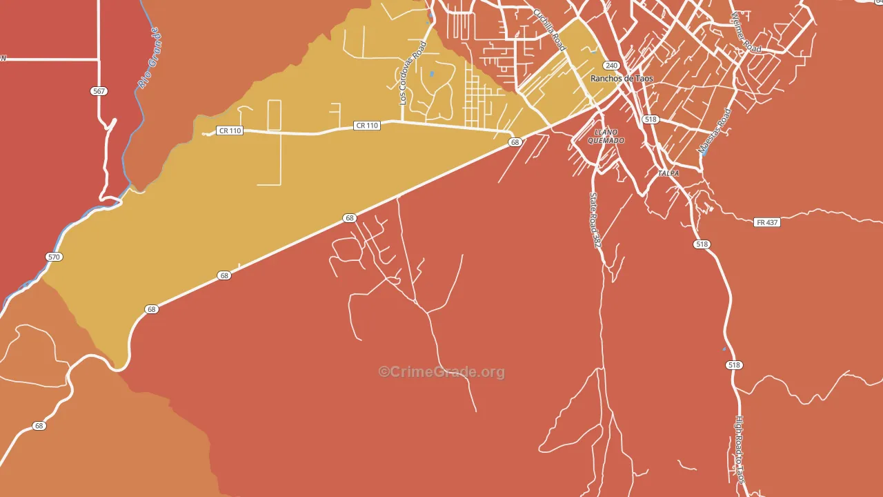 Lucero, NM Map of Burglary Rates
