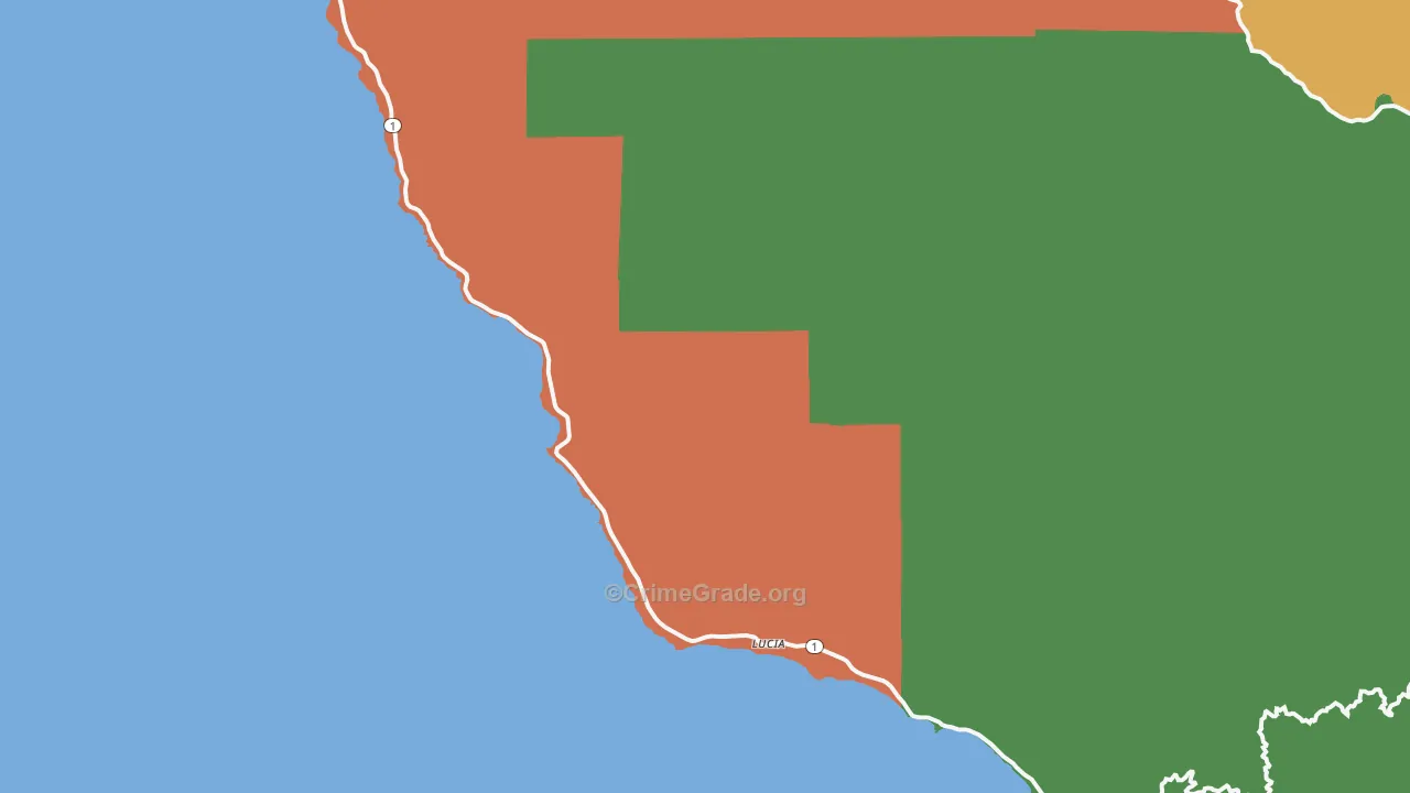 Lucia, CA Map of Burglary Rates