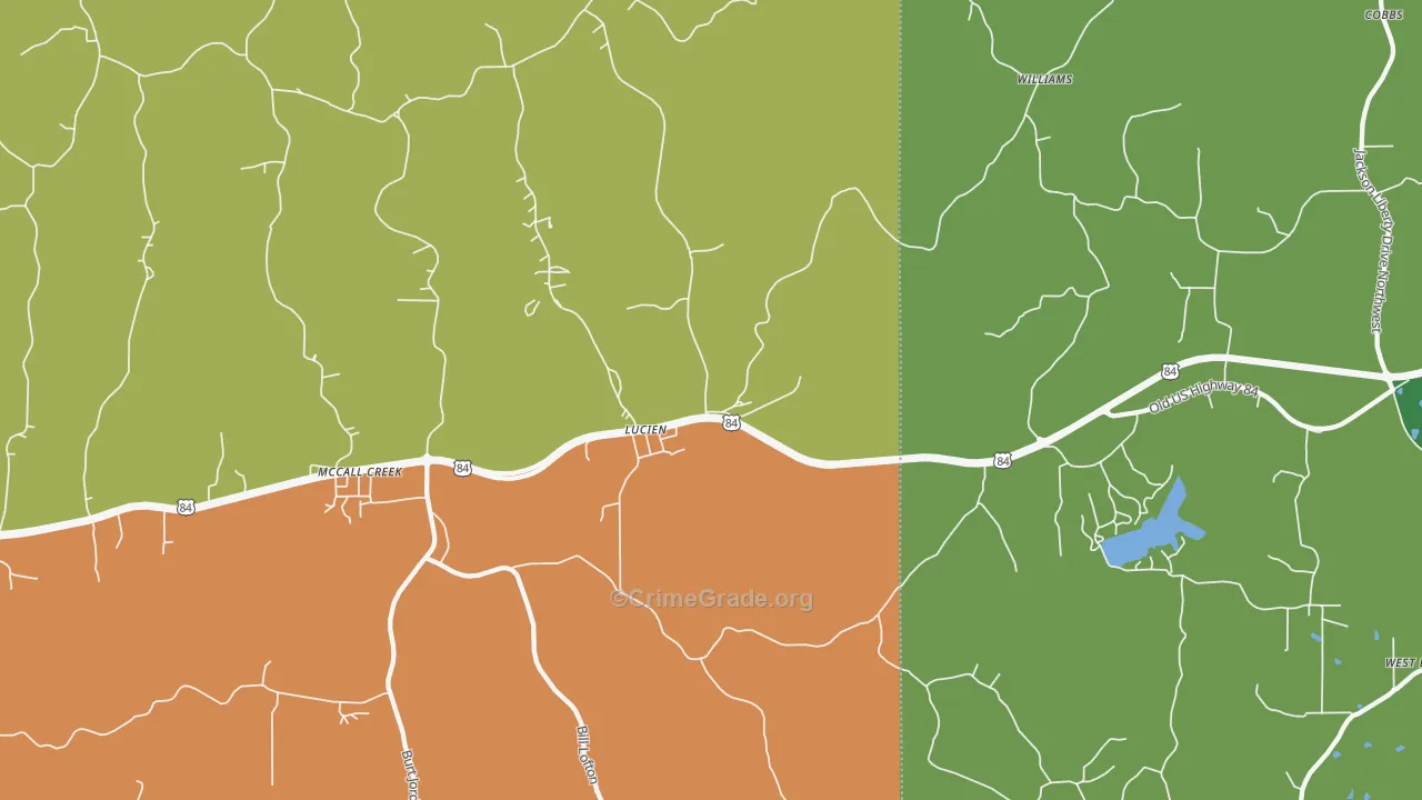 Lucien, MS Map of Burglary Rates