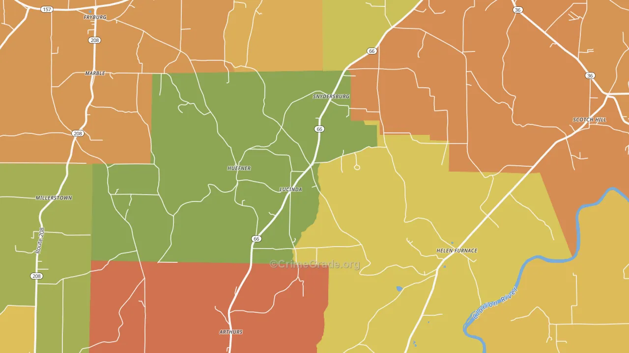 Lucinda, PA Map of Burglary Rates