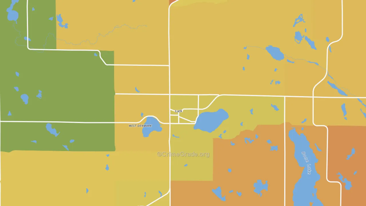 Luck, WI Map of Burglary Rates