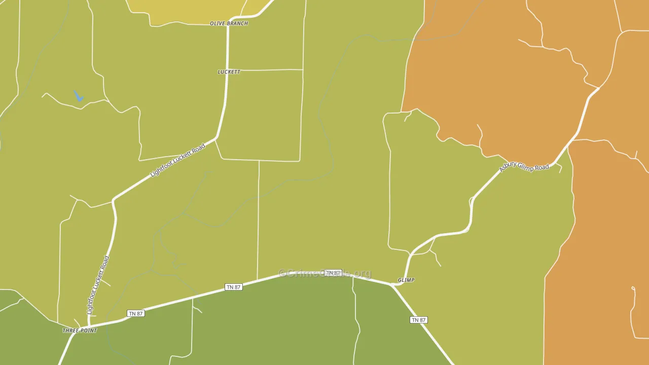 Luckett, TN Map of Burglary Rates