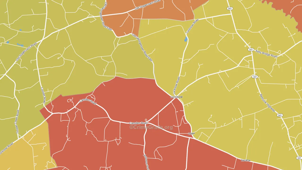 Lucknow, SC Map of Burglary Rates