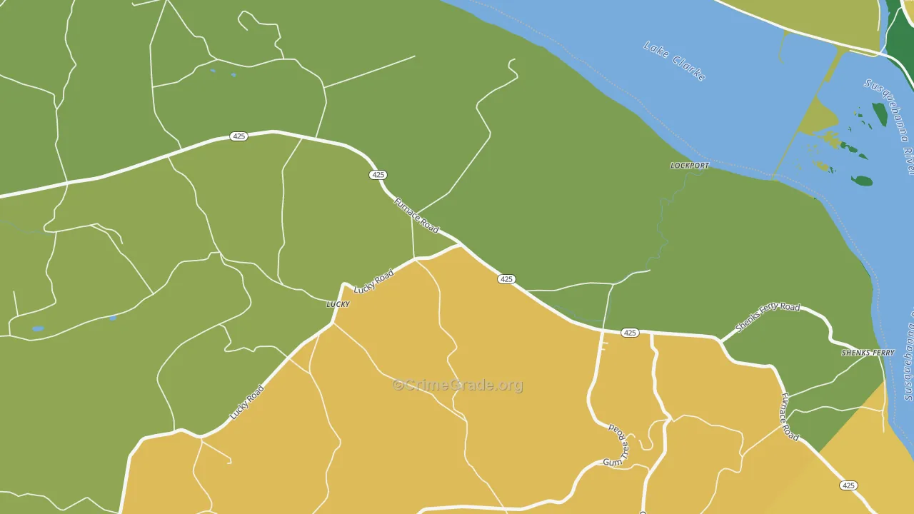 Lucky, PA Map of Burglary Rates