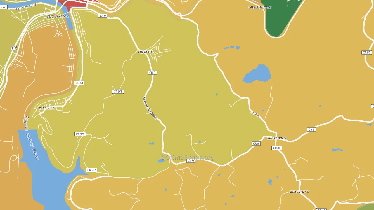 Lucretia, WV Map of Burglary Rates