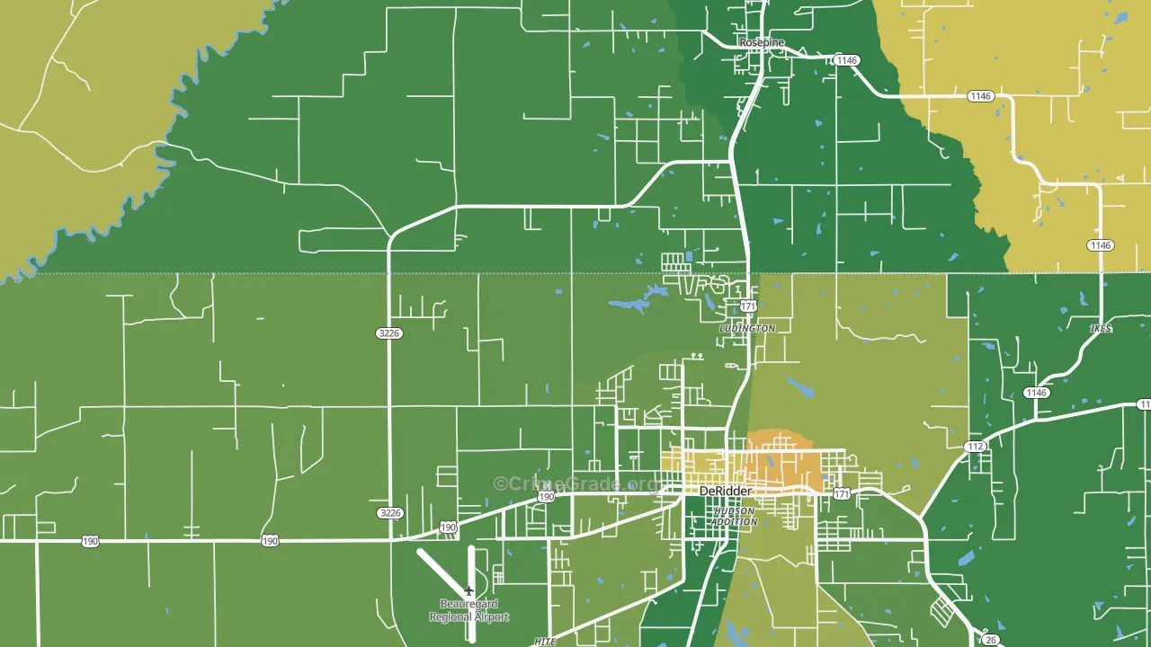 Ludington, LA Map of Burglary Rates